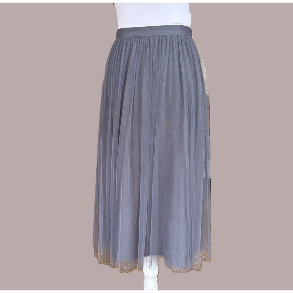Jenny Yoo Gray Tulle Midi Skirt Size 0 - Picture 2 of 7
